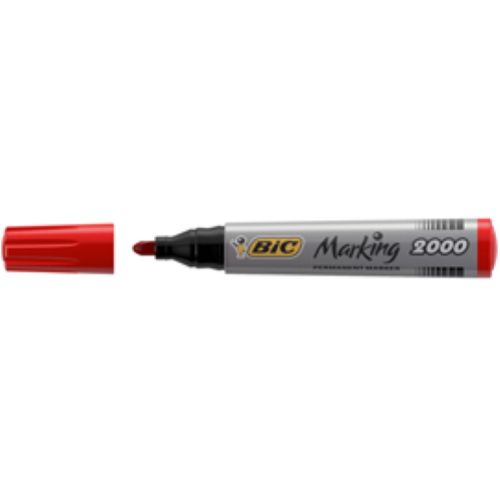 Bic Marking 2000 rosso punta tonda tratto 1 7 mm -Bic- fusto in plastica design conico inchiostro a lunga durata (conf.12)